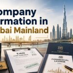 Business consultant reviewing Dubai mainland Ejari lease agreement and commercial registration documents
