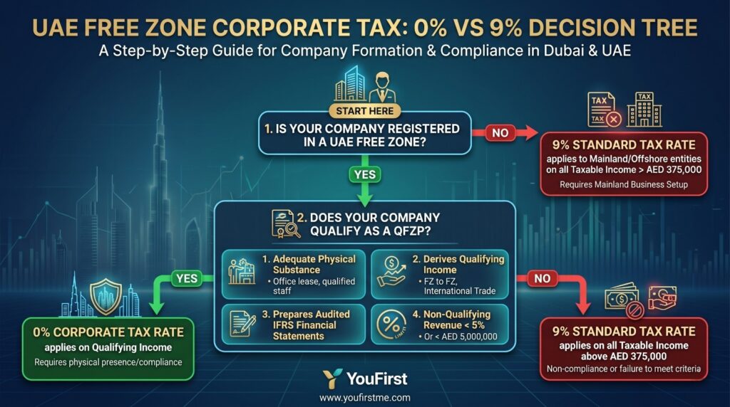 Corporate Tax for Free Zones 0% vs 9%