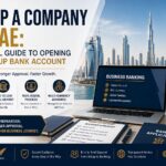 Startup founder reviewing corporate bank account approval documents for company setup in dubai